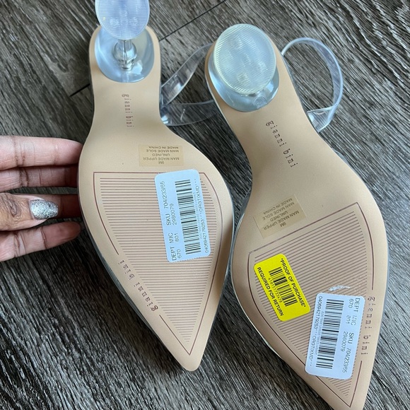 GIANNI BINI Vivyee Clear Rhinestone Sling Back Pointy Toe Heels - Picture 8 of 9